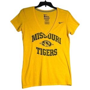 Nike Missouri Tigers Mizzou V-Neck Short‎ Sleeve Tshirt Womens Size Large Yellow